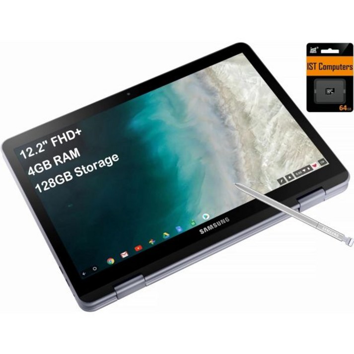 삼성 크롬북 플러스 V2 360 12.2 FHD 2in1 터치스크린인텔 Celeron 3965Y 4GB RAM 128GB64GB eMMC64GB SD 카드 스타일러스 펜 홈 교