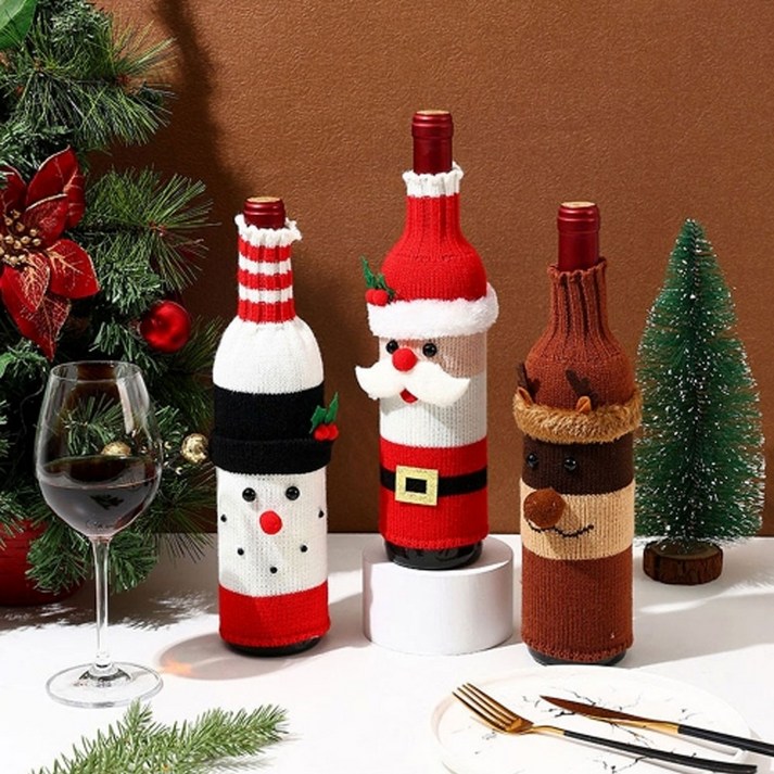 파티몬 크리스마스 와인 커버 홈 파티 산타 눈사람 루돌프 3P