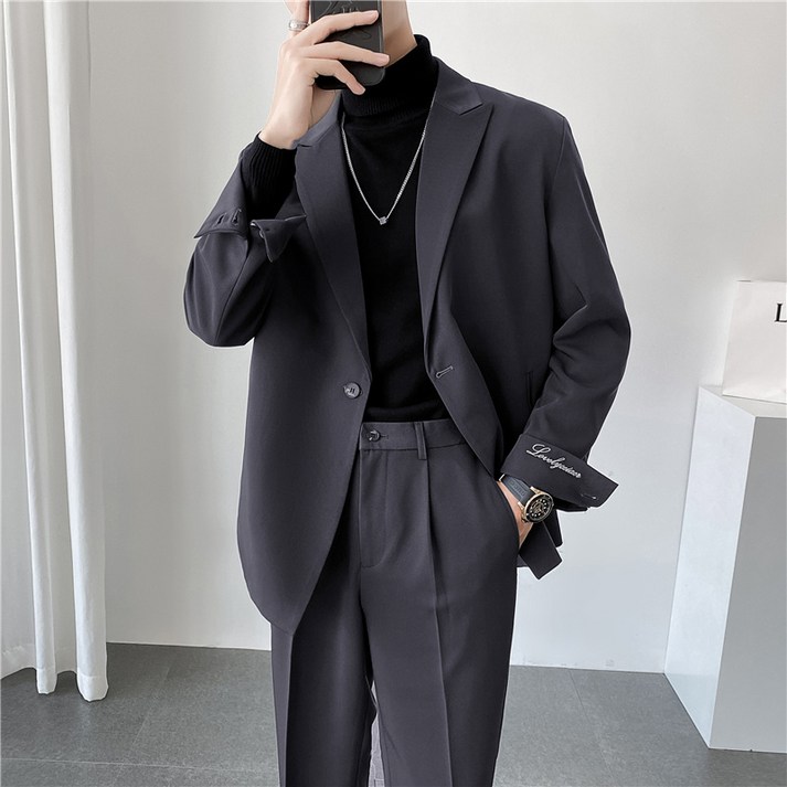 본정장 맨잇슈트 남성정장세트 봄가을 건달남자정장투피스자수양복X27자수P199