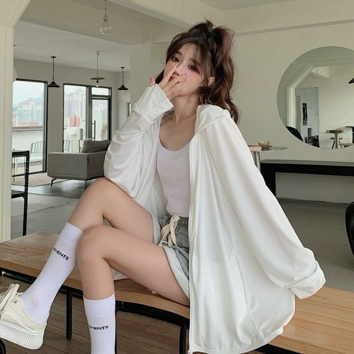 POMTOR 여성 블라우스 여름 가디건 오버핏 셔츠