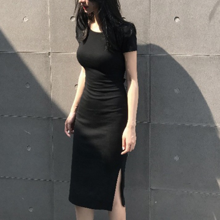 감성갤러리 백리스 투웨이 등트임 반팔 롱원피스 꾸안꾸룩 오피스룩 SC045