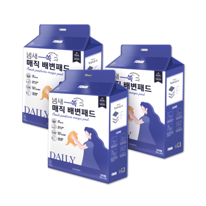 펫민 냄새 쏙 매직 배변패드, 100매, 3팩