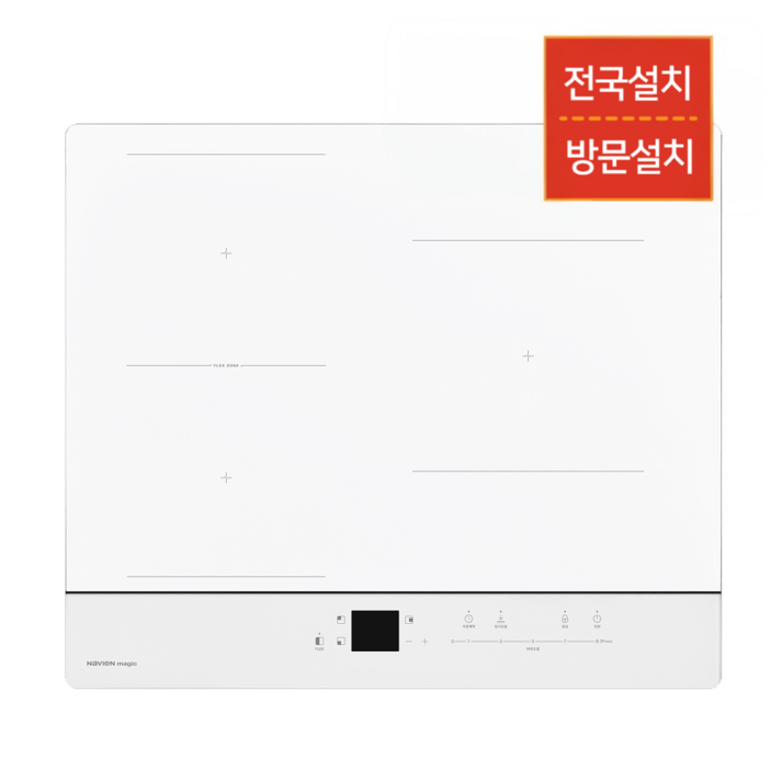 [전문설치]나비엔매직 전기레인지 3구인덕션 스노우화이트 방문설치, 빌트인, ERI-3483AF