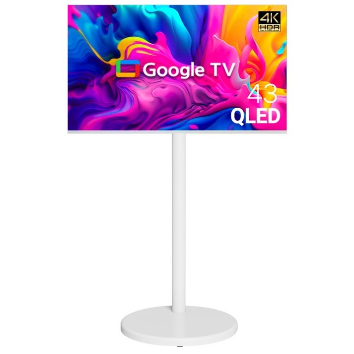 무빙큐빅스 스마트 4K UHD QLED 43인치 삼탠바이미 화이트에디션 스탠딩 이동식 TV 삼텐바이미 중소바이미, 고객직접설치, 스탠드형, GSQBX43UHD-A1, 109cm/43인치
