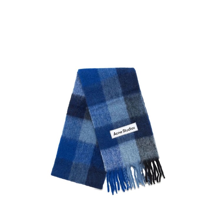 아크네 스튜디오 체크 패턴 프린지 스카프