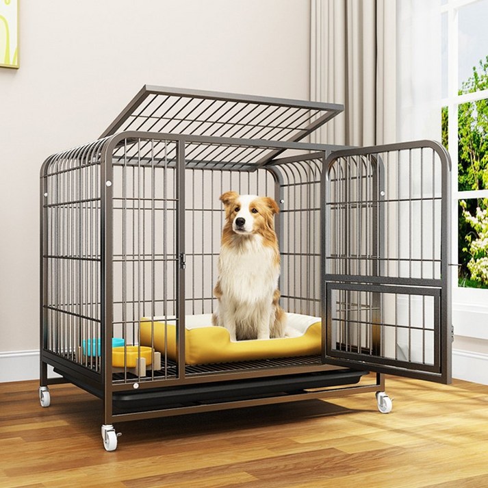 반려동물 케이지 강아지 철장 사각철장, 1개, 블랙