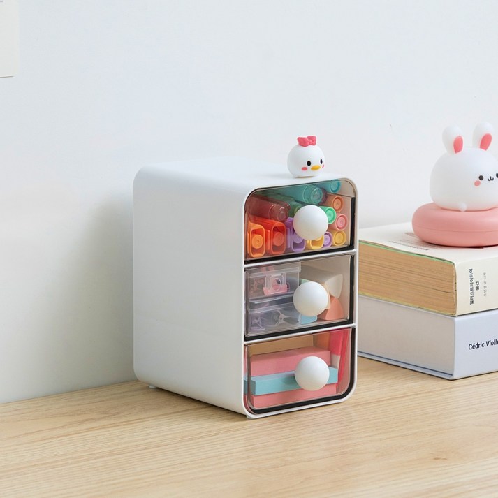 [YOUNG] 공간 활용 끝판왕! 3단 슬라이딩 데스크 수납함 미니 책상 정리함 소품 정리 박스
