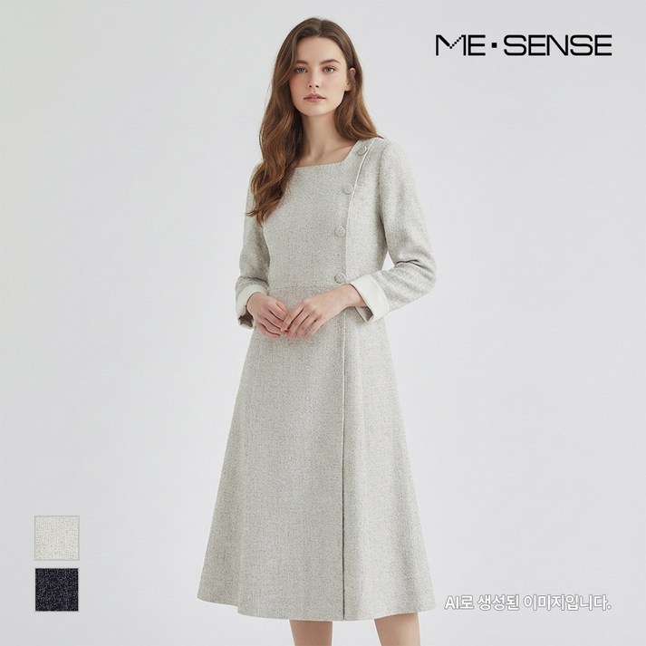 [미센스] 스퀘어넥 버튼 원피스_MB32OPM102A