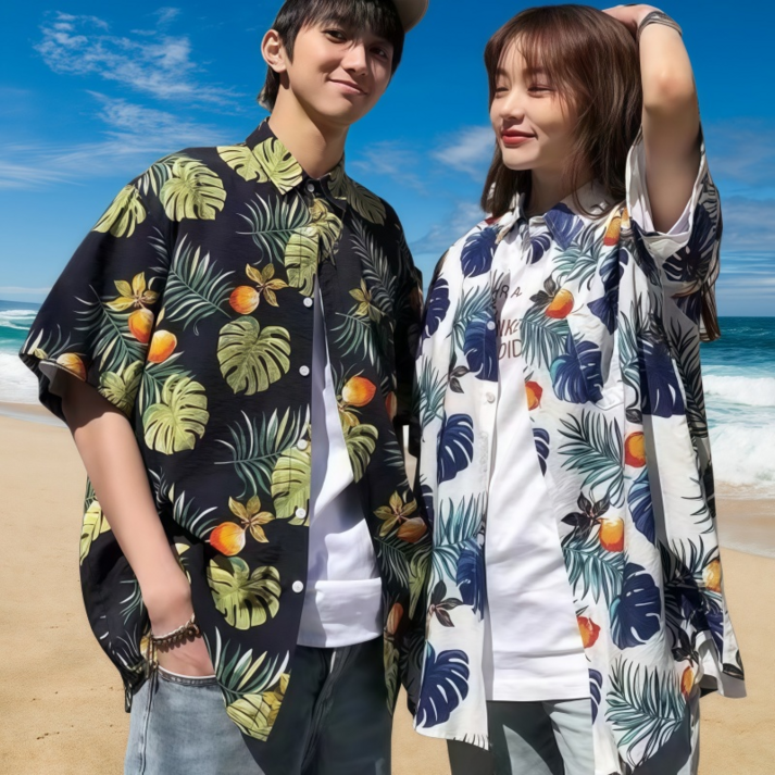 Wiseha 11 여름 커플룩 하와이안 셔츠 빅사이즈 휴양지룩 비치 반팔 남방 Wiseha 11 여름 커플룩 하와이안 셔츠 빅사이즈 휴양지룩 비치 반팔 남방