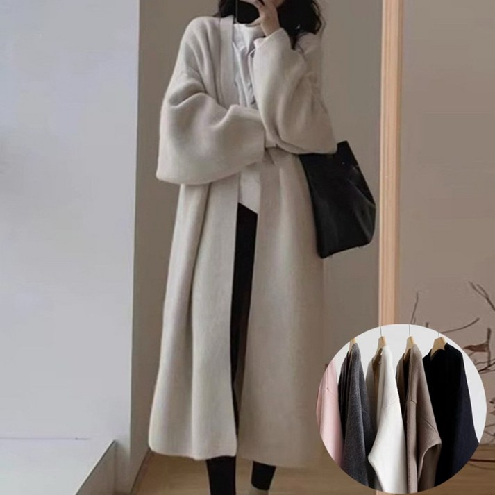 투나이언 여성용 니트 롱가디건 오버핏 스웨터 빅사이즈