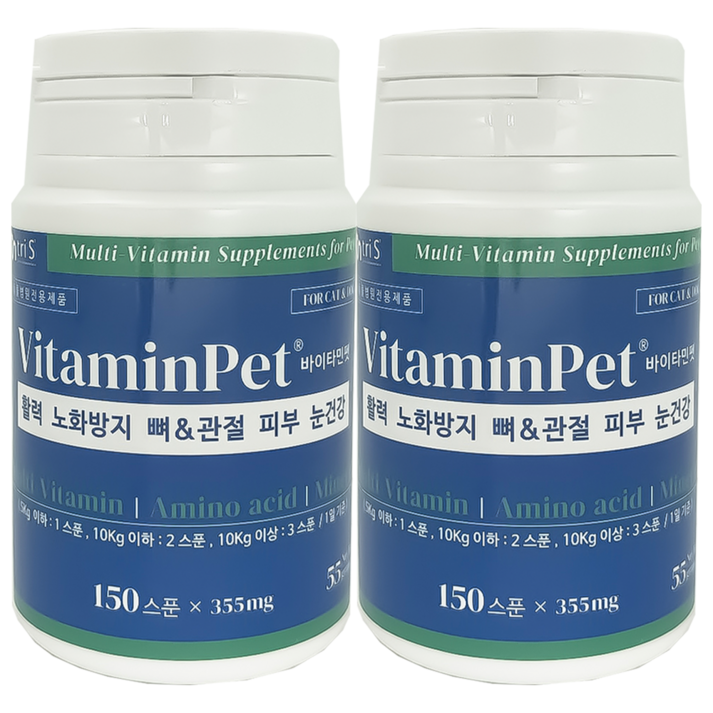 바이타민펫 종합비타민 아미노산 미네랄 활력증진 노화방지 관절 피부 눈건강, 2개, 비타민, 150회분