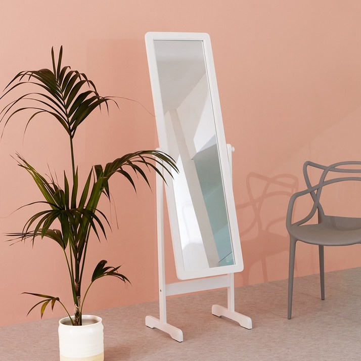 우디홈 원목 회전형 스탠드 전신거울