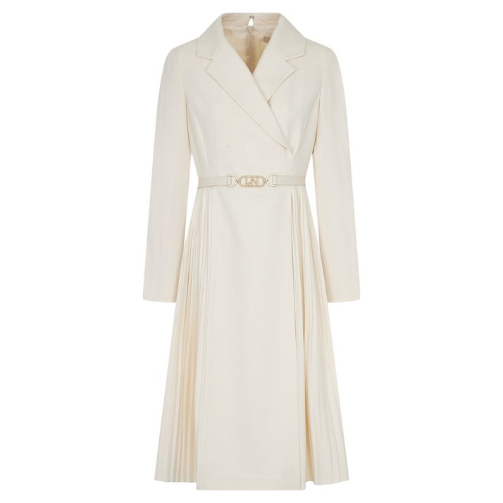 라인어디션 사이드 플리츠 벨티드 원피스