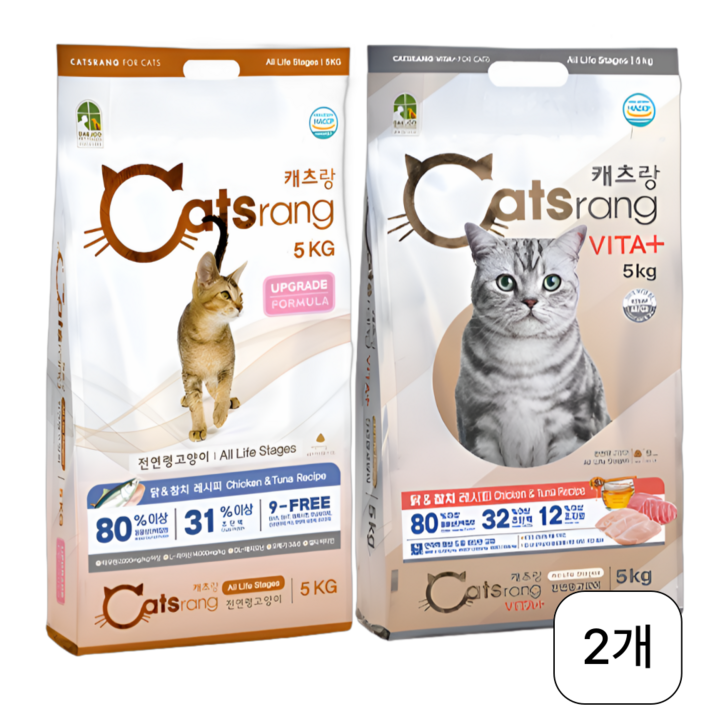 캐츠랑 NEW 전연령 올라이프 고양이 건식사료 단백질원 75, 2개, 5kg, 닭참치