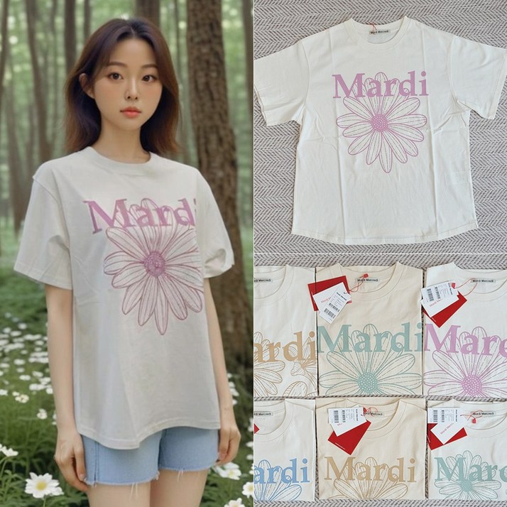 마르디메크르디 반팔 플라워 꽃 티셔츠