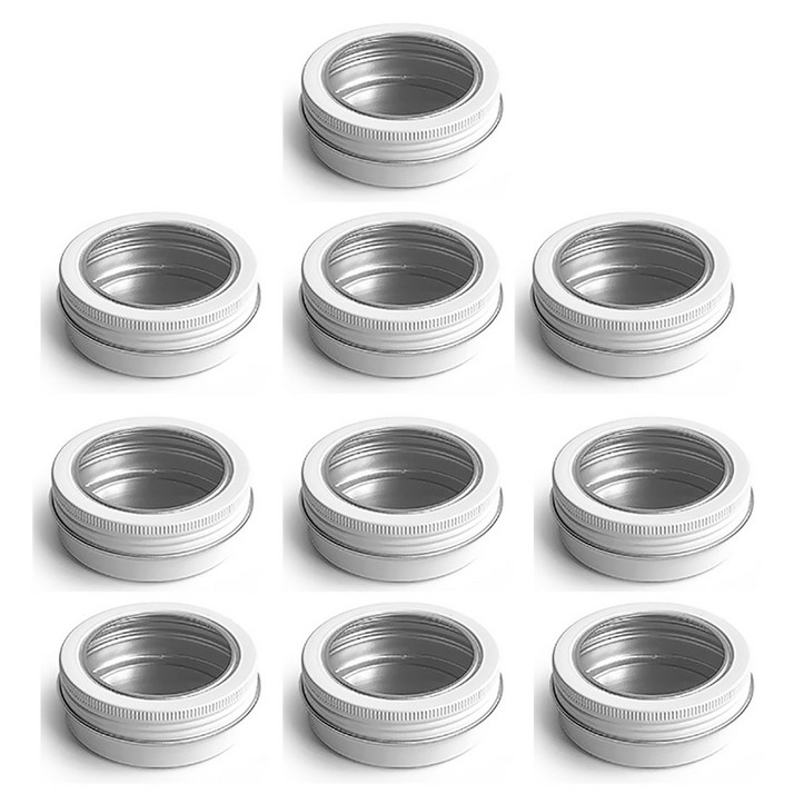 모든유통 60ml 알루미늄 원형 틴케이스 다용도용기 일반,투명뚜껑 10개묶음, 10개