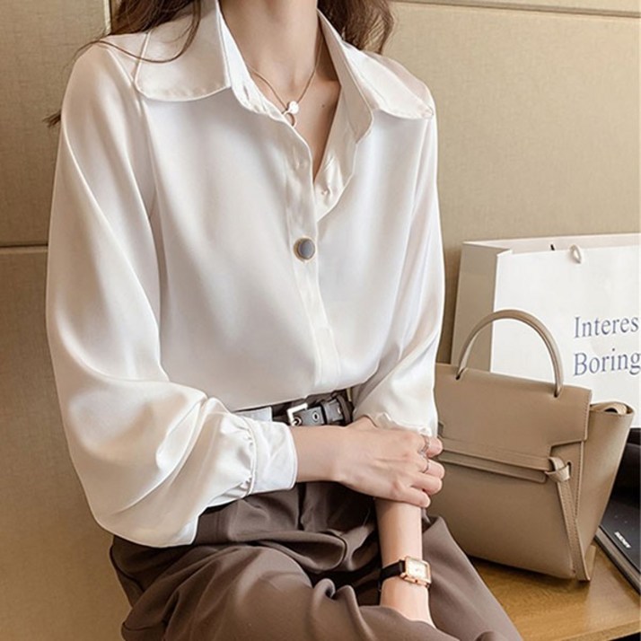 셔링 블라우스 남방 카라셔츠 쉬폰 LKS012