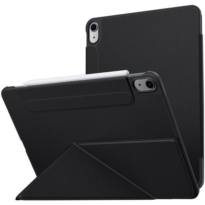 AITEWO 아이패드 케이스 삼각형 거치대 네 가지 각도조절 마그네틱 펜슬수납 미니 에어4/5/6/7 프로7/6/5/4/3/2세대 10.9/11/12.9/13인친 M2 M3 M4, 블랙, 1개