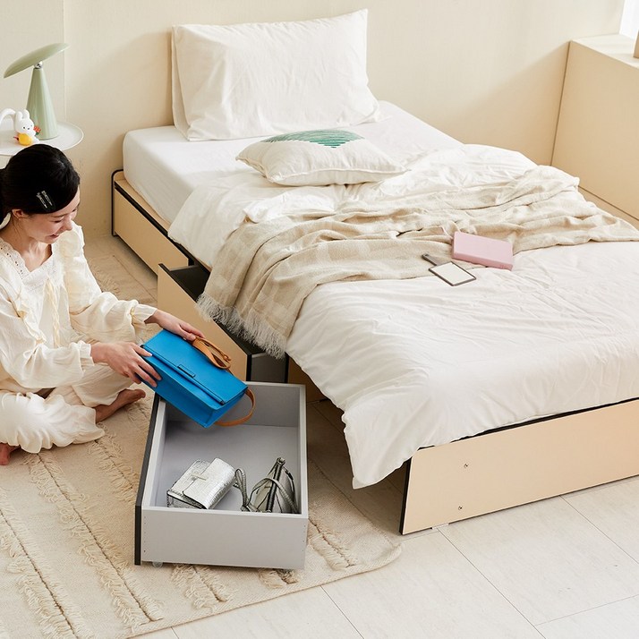 필우드가구 듀오 무헤드형 수납 침대 프레임 슈퍼싱글 SS 매트리스선택