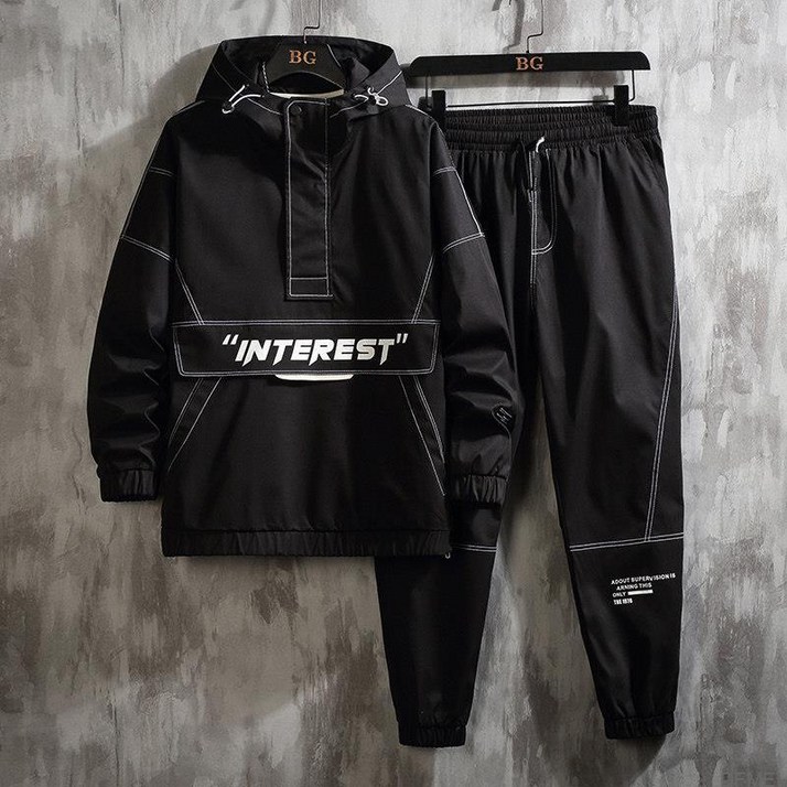 DFMEI 카고세트 남 멋스러운 루즈핏 빅사이즈 가을 겨울 캐주얼 기모 트레이닝복 투피스