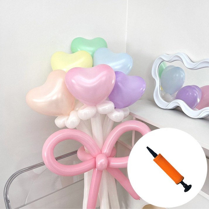 DIY 하트 풍선 마카롱 믹스 꽃다발  손펌프 by파티아일랜드