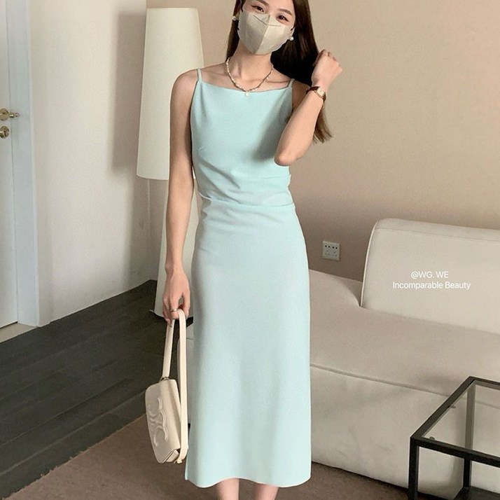 해피유통 여성  디자인 보트넥 허리 트임 원피스 jh lmy