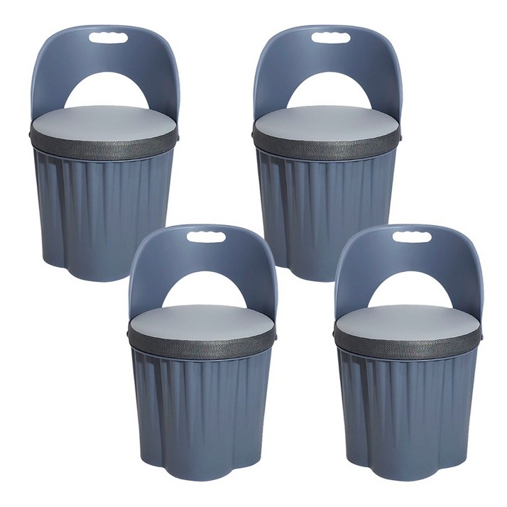 천하퍼니처 국내생산 등받이형 수납스툴 물품보관의자 바디 그레이, 그레이/그레이, 4개