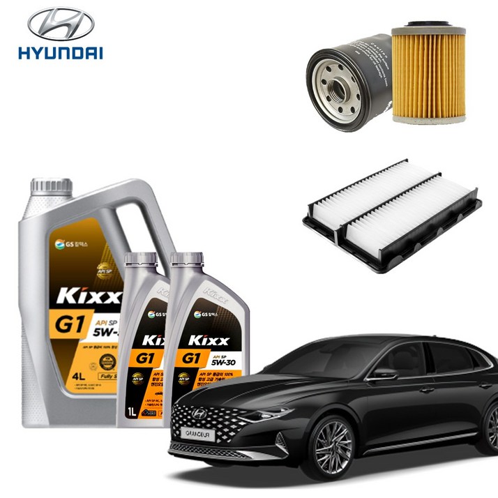 그랜저IG 3.0 LPI LPG 합성 엔진오일세트 킥스 G1 에어필터 오일필터 순정형 호환, 6L, 5w30, 1세트