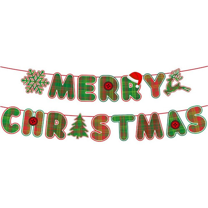 크리스마스 세트 풍선 가랜드 파티장식 소품 혼합풍선 트리 데코 홈파티용품 [에브리띵스마일] 1077, 1세트, 체크 가랜드