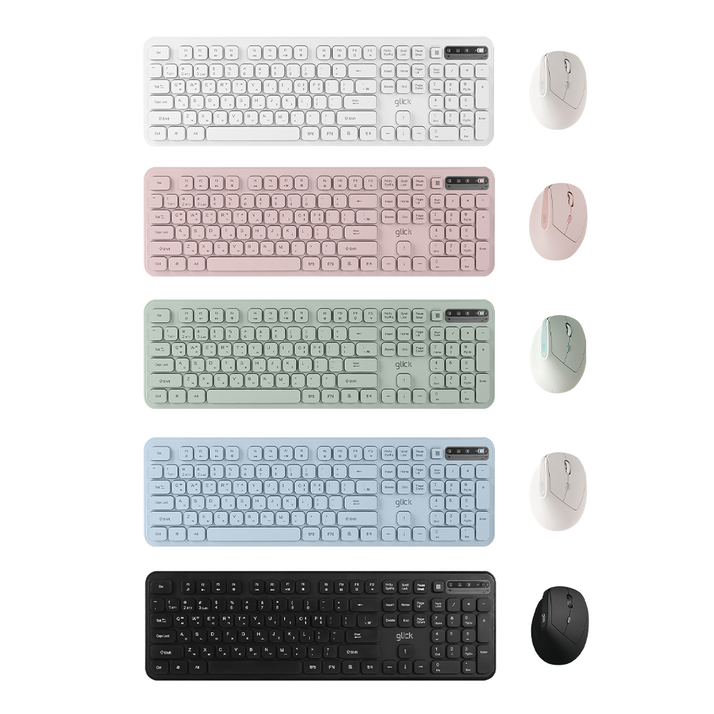 지클릭커 오피스프로 WMK760 사일런스 L 무선 블루투스 키보드 버티컬 마우스 세트, 인체공학, 화이트, WMK760