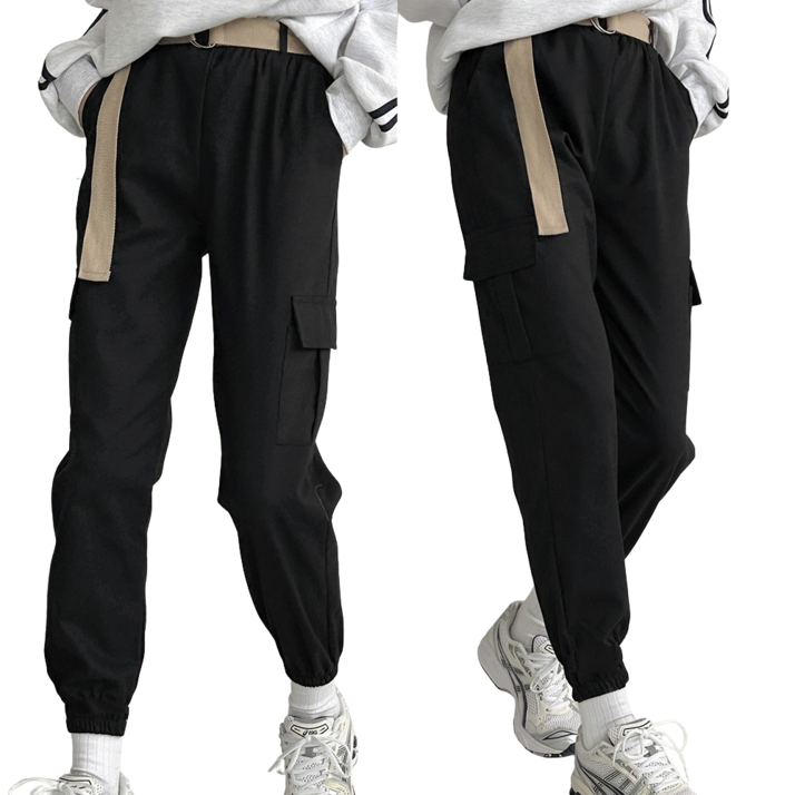 11 로로비 여성 코튼 카고 바지 허리 밴딩 9부 조거 팬츠