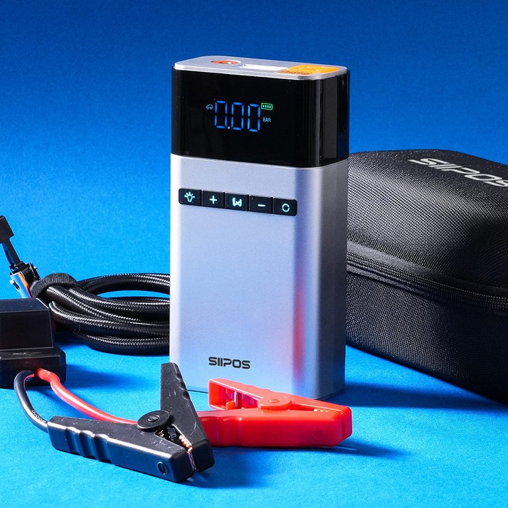 시포스 듀얼포스 점프스타터 차량용 공기압주입기 겸용 점프스타트 휴대용 밧데리 자동차 방전 SJA12, 1개, 12400mAh