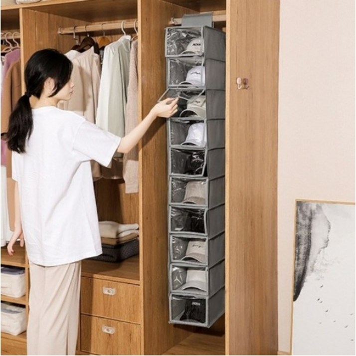 10단 와이드 모자 걸이 수납 보관함 행거용 다용도 정리함H361 10단 와이드 모자 걸이 수납 보관함 행거용 다용도 정리함H361
