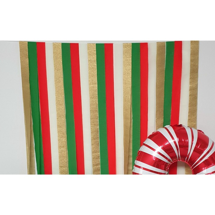 크리스마스 4색 롤 파티스트리머 벽장식 환경구성 파티데코 세트DIY