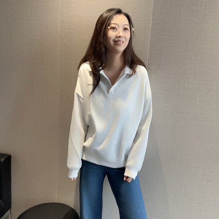 더블유앤케이 여성 봄 루즈핏 카라넥 프린팅 캐주얼 얇은 맨투맨 빅사이즈 긴팔 티셔츠 더블유앤케이 여성 봄 루즈핏 카라넥 프린팅 캐주얼 얇은 맨투맨 빅사이즈 긴팔 티셔츠