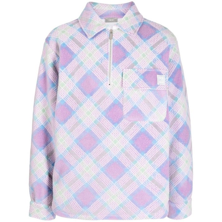 디올 로고 패치 하프 지퍼 패턴 스웨트셔츠