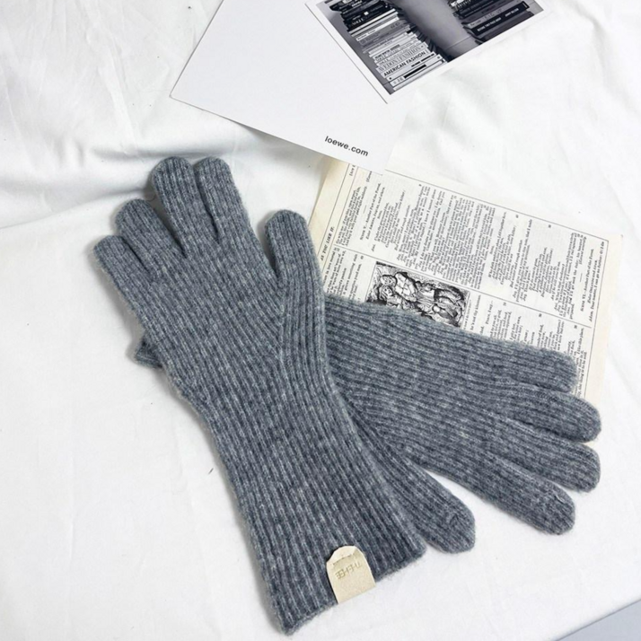 더히 여성 스마트폰터치 핑거홀 울 니트 롱장갑 아미먼트