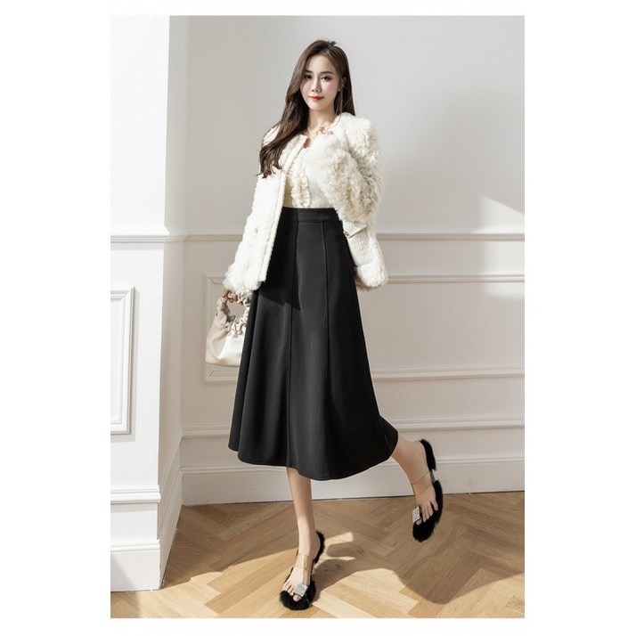 COSYEVNO 여성 모직 스커트 겨울 신상 a라인 스커트 미디 캐주얼 tzk9