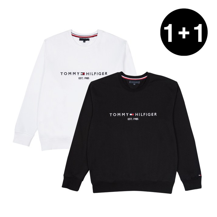 1+1 타미힐피거 공용 자수 맨투맨