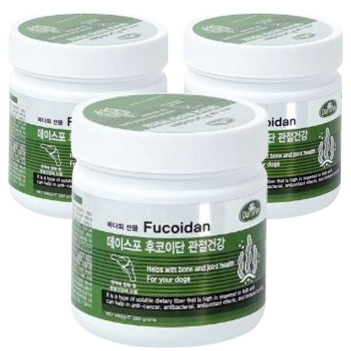 데이스포 후코이단 강아지 영양제 250g 관절 종합 피부 장 영양간식 져키 면역력 간식, 3개, 250g