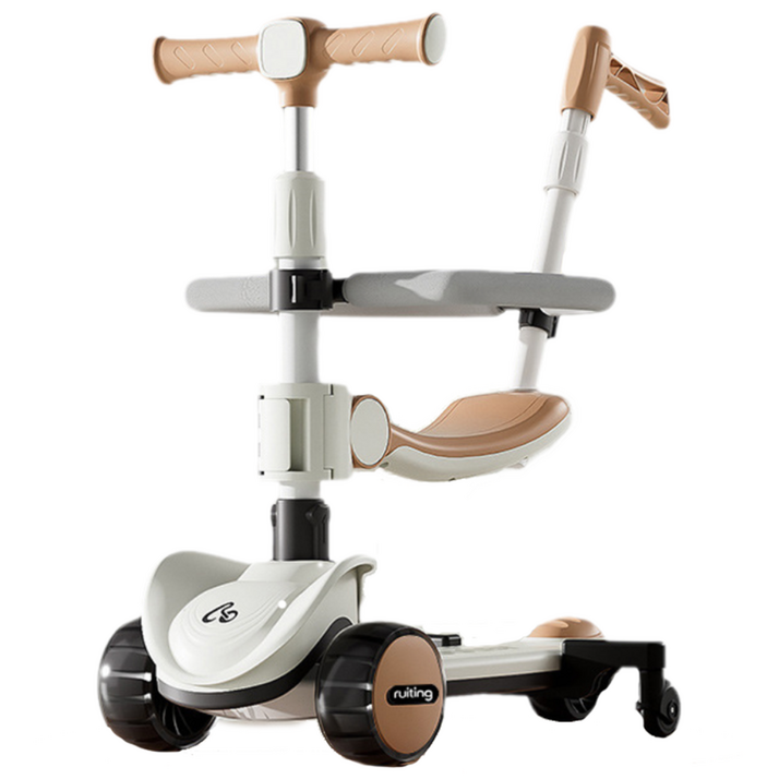 스타일닥터 2in1 킥보드클래식 유아킥보드 접이식킥보드 수동 두발킥보드, 갈색, 1개