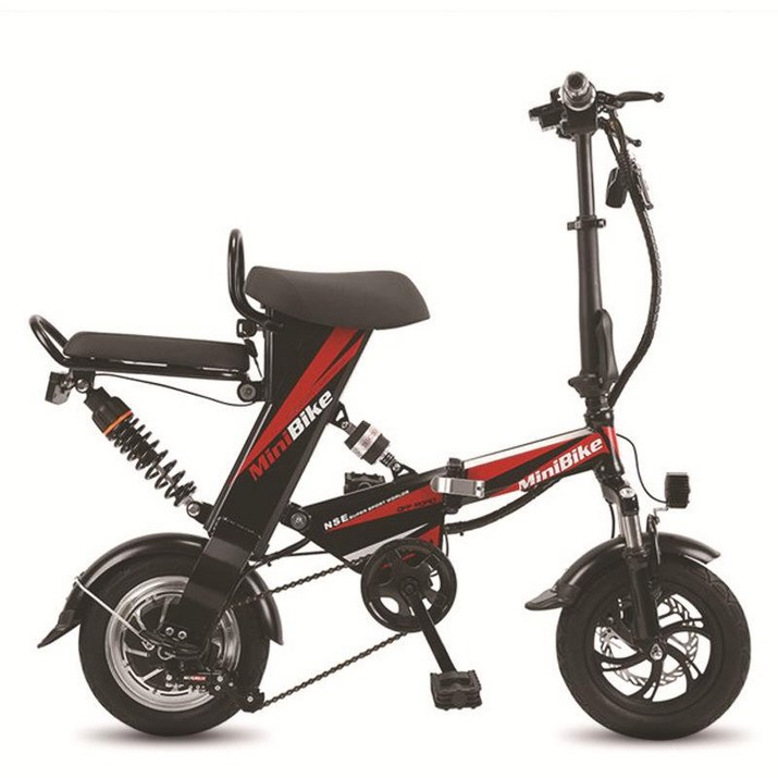 12인치 접이식 전기 자전거 성인 배터리 미니 리튬 운전, 48V18AH80km 블랙, 블랙 화이트 레드