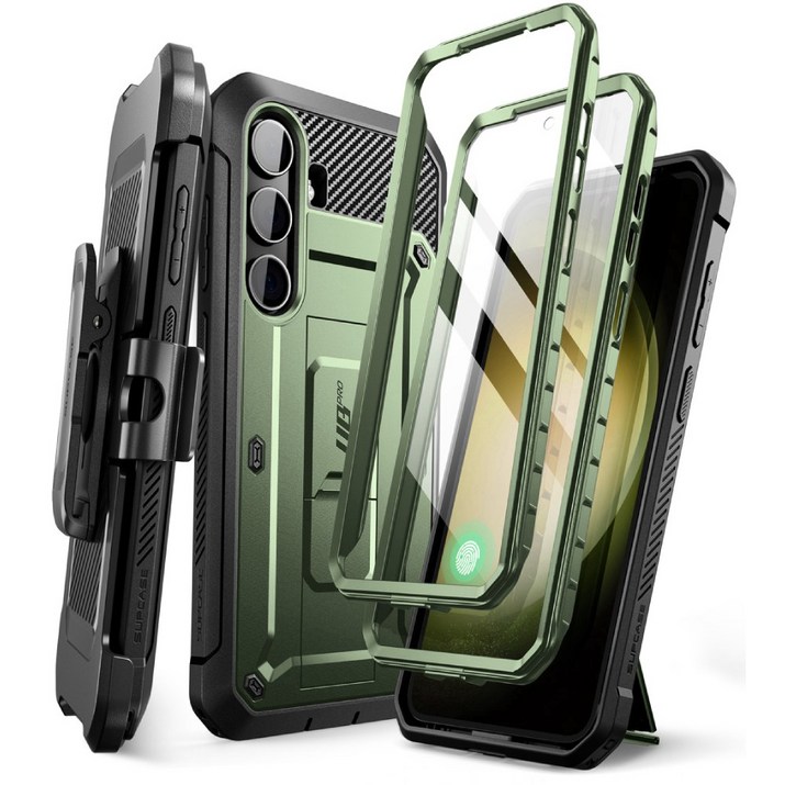 Supcase 갤럭시 S24  S24플러스  S24울트라 호환 케이스 풀커버 액정보호필름 스탠드 전면커버 2개 포함