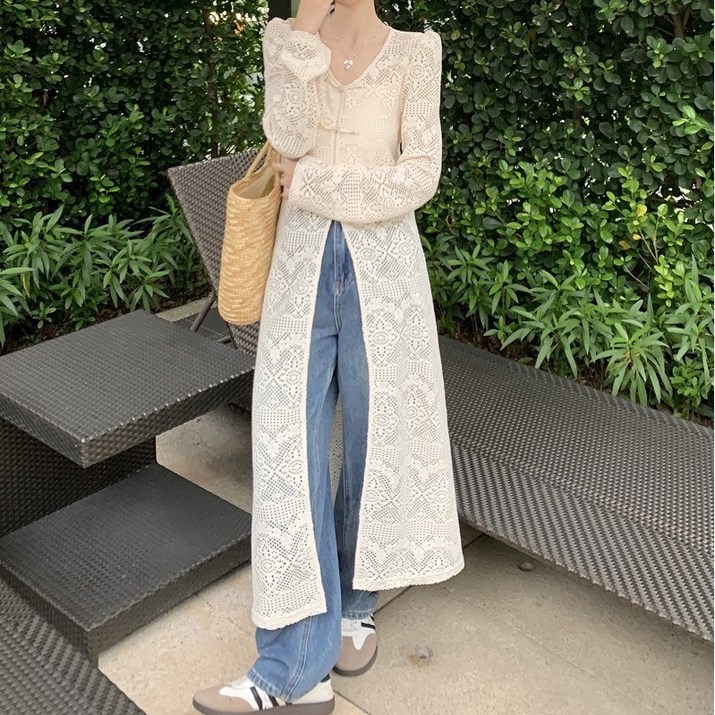 조이 여성 여름 펀칭 레이스 원피스 베스트 데일리 롱 원피스