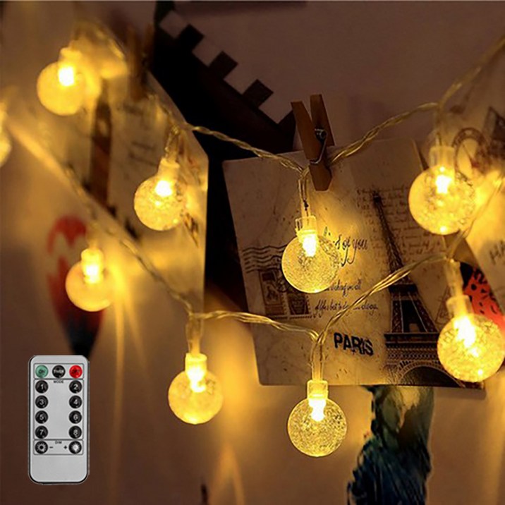 대한 벽 인테리어 크리스마스 트리 LED 캠핑 감성 파티 버블 줄 전구 조명 100구 10m