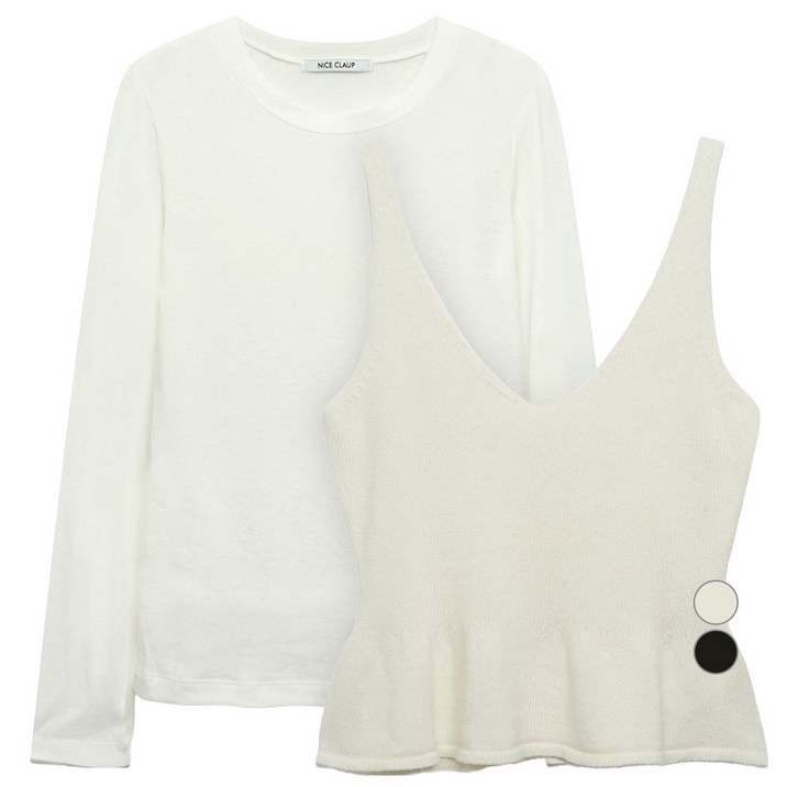 나이스클랍 뷔스티에 셋업 긴팔 티셔츠 A244PWT901