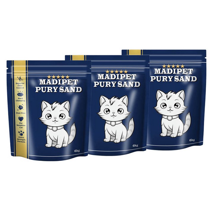 메디펫 응고형 고양이 퓨리샌드 라이트 벤토나이트 모래, 6kg, 3개