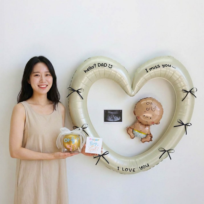 이벤트홀릭 젠더리빌 미니 풍선 박스 세트 성별 공개 베이비샤워 파티 임신 축하 선물, 1개, 03.아들?딸? 풀세트