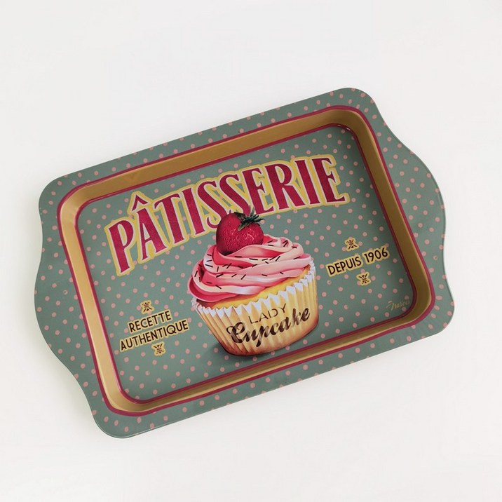 레트로 철제 틴케이스 빈티지 카페 예쁜 미니 사각 케이크 컬러 쟁반 트레이 소품