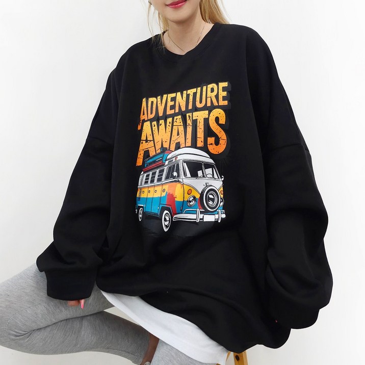 [면/기모선택, 5XL] 어드벤처 빅사이즈 맨투맨 55~99까지 2COLOR 국내생산 빅사이즈 오버사이즈 루즈핏 남여공용 홈웨어 박스맨투맨